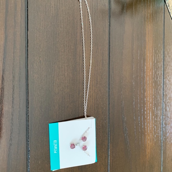 Effy Round Studded Sterling Silver Purple Earrings and 18” Chain Necklace Set - Picture 2 of 5